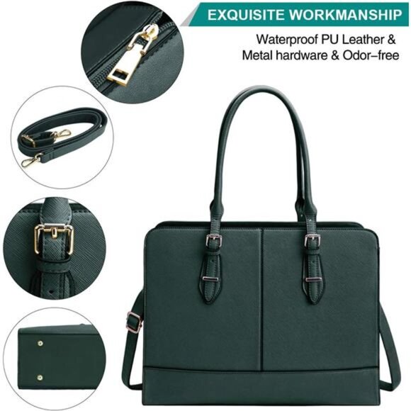 Laptop Bag for Women Leather Work Tote 15.6 Inch Laptop for Computer Bag - Picture 5 of 8